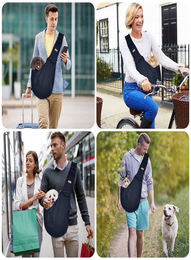 CUBY Dog and Cat Sling Carrier, Hands Free Reversible Pet Papoose Bag, Soft Pouch Adjustable, Suitable for Puppy Cats for Outdoor Travel (Blue, M-Adjustable Strap) - Image 5